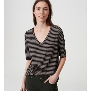 Striped V-Neck Pocket Tee NWT